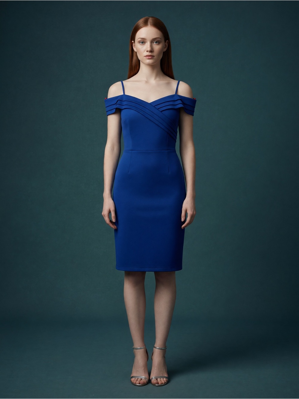One-Shoulder Cobalt Blue Sheath Dress with Strappy Detail